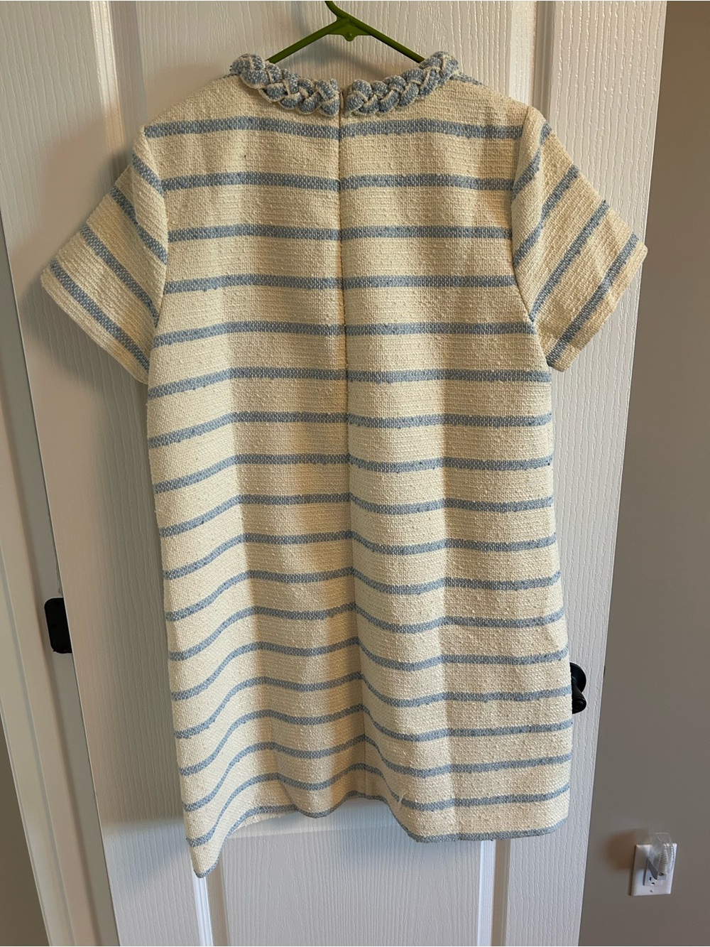 Tuckernuck Cream and Light Blue Striped Knit Dress with Braided Trim - Picture 5 of 7